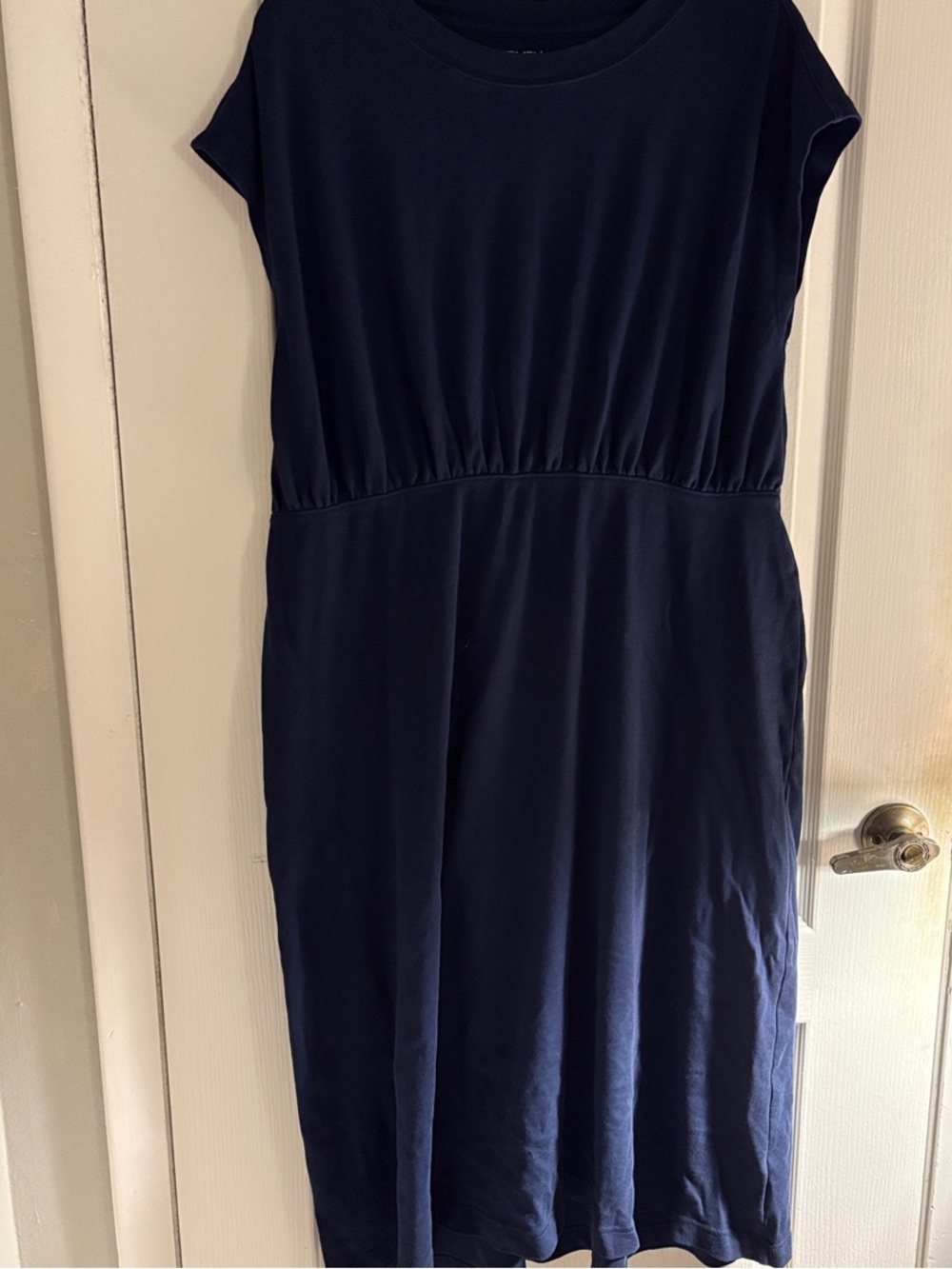 Time and Tru Navy Midi Dress with Cinched Waist